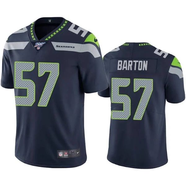 Men Seattle Seahawks 57 Cody Barton Nike Navy 100th Vapor Limited NFL Jersey